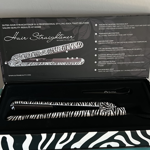 NIB Sutra Professional Magnetic Plates Hair Straightener in Limited Zebra Print - Picture 12 of 12